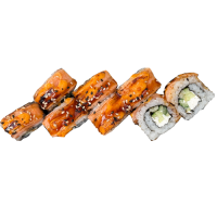Uramaki salmón flambeado