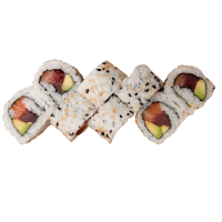 Uramaki Atún y Salmón con Aguacate