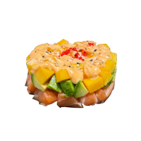 Tartar Tropical: salmón, aguacate y mango con un toque de salsa spicy