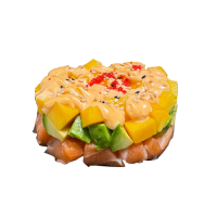 Tartar Tropical: salmón, aguacate y mango con un toque de salsa spicy